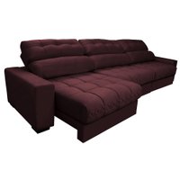 Sofá Retrátil e Reclinável com Molas Ensacadas Cama inBox Master 3,22m Tecido Suede Vinho