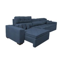Sofá Austin 3,22m Retrátil, Reclinável com Molas no Assento e Almofadas, Tecido Suede Azul
