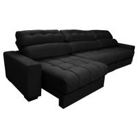 Sofá Retrátil e Reclinável com Molas Ensacadas Cama inBox Master 3,22m Tecido Suede Preto
