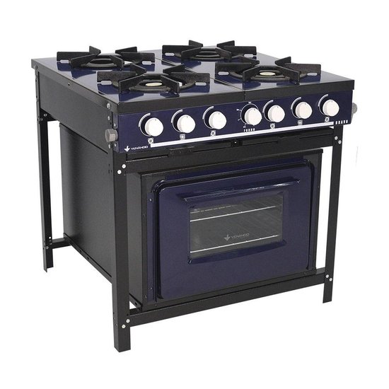 Fogão Profissional 4 Bocas Venâncio Linha Bravo Azul com Forno Br4bfaz