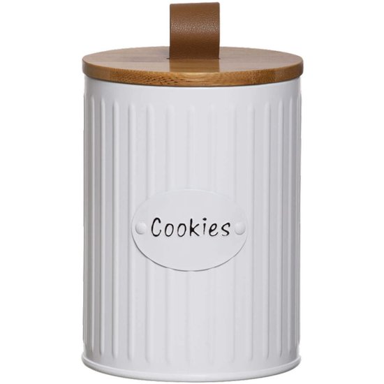 Lata Porta Biscoito Pote para Guardar Bolacha Yoi Lisse Cookies Branca Bambu
