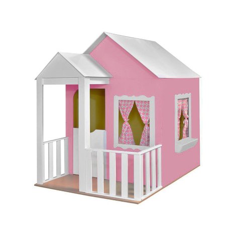 Casinha de Brinquedo com Cercado Rosa/Branco - Criança Feliz