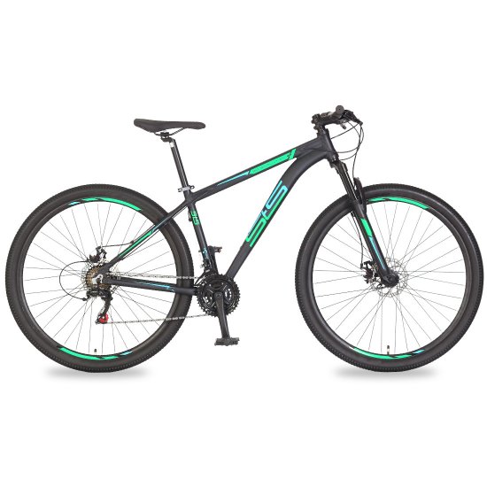 Bicicleta Aro 29 Alumínio 21v Shimano Big Evolution 3.0 Preto Fosco Acqua Blue