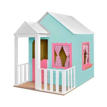 Casinha de Brinquedo com Cercado Verde Aguá/Rosa - Criança Feliz