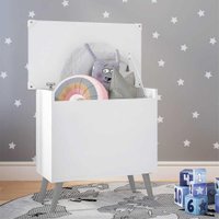 Baú Organizador Caixa de Brinquedos Retrô Multimóveis Branco/Cinza