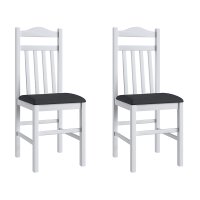 Conjunto 2 Cadeiras Madeira E Tecido Material Sintético 300 - Branco/Preto