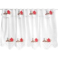 Cortina De Renda Para Cozinha Com Bandô 2,2x1,2m Estampa De Chaleira Cortina De Varão