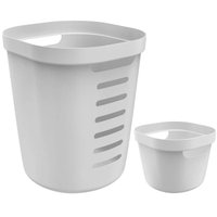 Kit 2 Cestos Organizadores Para Lavanderia 46L E 4L Cestos Multiusos Flexíveis Branco OU