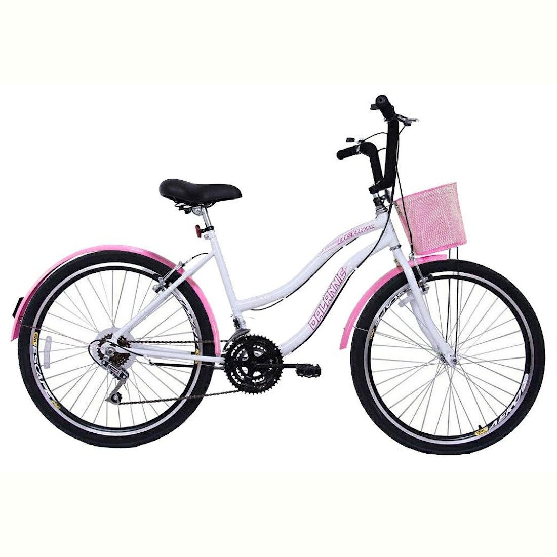 Bicicleta Dalannio Bike Beach Aro 26 Rígida 18 Marchas - Branco/rosa