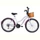 Bicicleta Retrô Vintage Aro 26 18v Feminina Beach Rosa com Branco com Cestinha