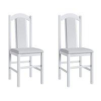 Conjunto com 2 Cadeiras Madeira E Tecido Material Sintético 500 - Branco