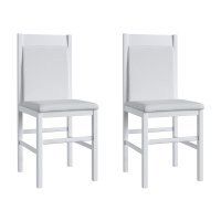 Conjunto 2 Cadeiras Madeira E Tecido Material Sintético 600 - Branco