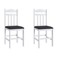 Conjunto 2 Cadeiras Madeira E Tecido Material Sintético 200 - Branco/Preto