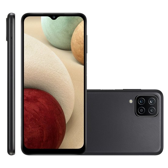 Celular Samsung Galaxy A12 Vermelho 64GB Tela 6.5" 4GB RAM Cam 48MP 5MP 2MP 2MP - Preto