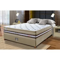 Conjunto Cama Box Casal de Molas Ensacadas Cama Inbox Select Euro Soft 138x188x71 Bege