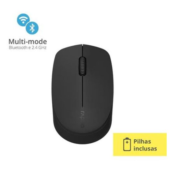 Mouse Rapoo M100 Bluetooth + 2.4 Ghz Black Com Pilha Ra009