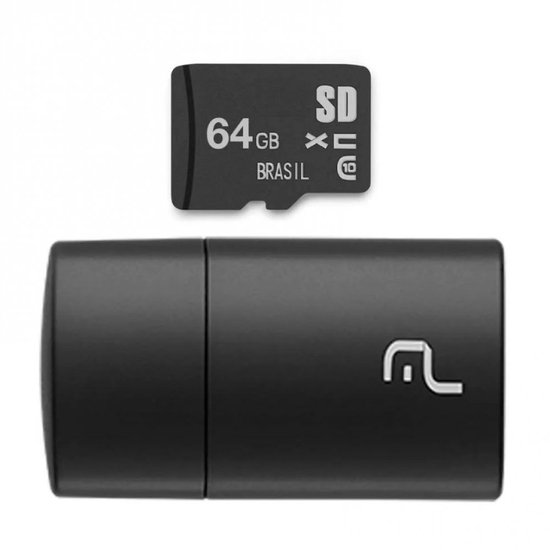 Pen Drive 2 em 1 Leitor USB e Cartão de Memória Classe 10 64GB Multilaser - MC164