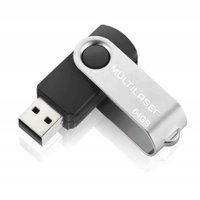 Pen Drive Multilaser Twist 64GB USB Leitura 10MB/s e Gravação 3MB/s Preto Pd590