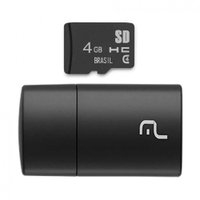 Pen Drive 2 em 1 Leitor USB + Cartão de Memória Classe 4 4GB Preto Multilaser - MC160