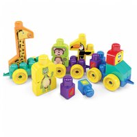 Blocos de Montar 33 peças Brinquedo Trem Puxa Zoo Colorido Blocolândia Dismat