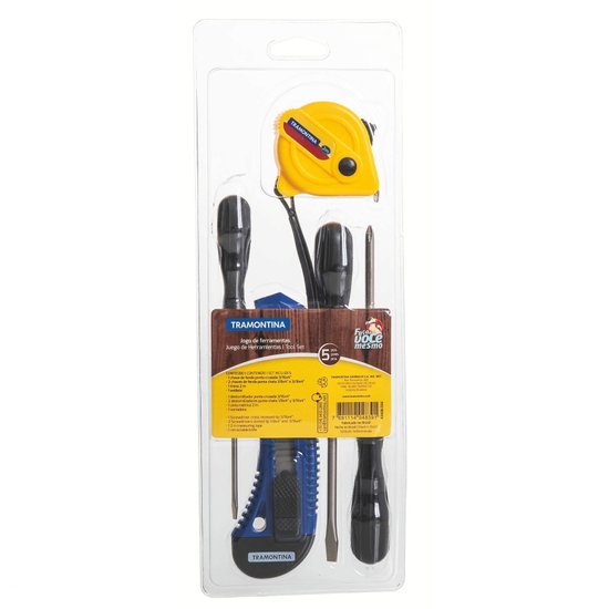 Kit de Ferramentas Tramontina com Trena Estilete e Chaves de Fenda para Uso Doméstico 5 Peças Tramontina