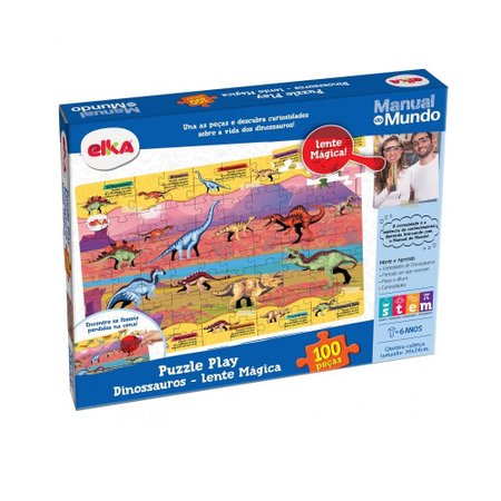 Puzzle Play Manual do Mundo Dinossauros 100 Peças - Elka