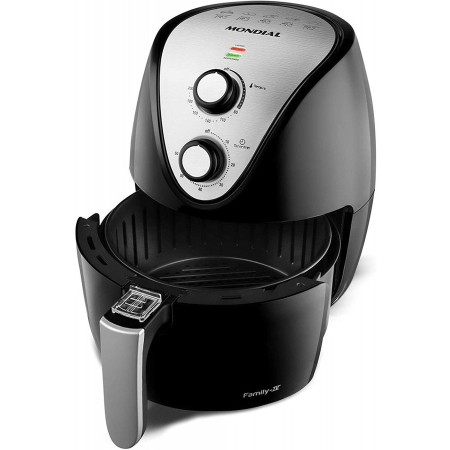 Fritadeira Elétrica Sem Óleo Air Fryer Family IV Preta/Inox 3,5L