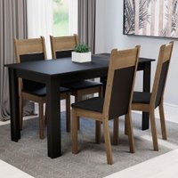 Conjunto Sala de Jantar Madesa Havana Mesa Tampo de Madeira 4 Cadeiras