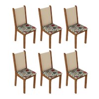 Kit 6 Cadeiras 4291 Madesa - Rustic/Crema/Hibiscos