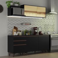 Cozinha Completa Madesa Reims 180001 com Armário e Balcão - Preto