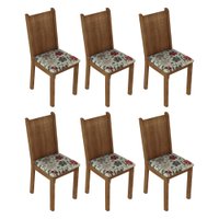 Kit 6 Cadeiras 4290 Madesa - Rustic/Hibiscos