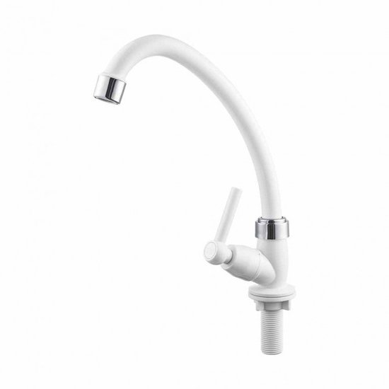 Torneira de Cozinha Bancada com Bica Móvel 1/2’’ Tenerife Branca com Cromado Herc