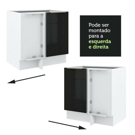 Balcão de Canto Madesa Lux 1 Porta - Branco/Preto