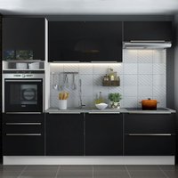 Cozinha Completa Madesa Lux com Armário e Balcão 6 Portas 5 Gavetas - Branco/Preto