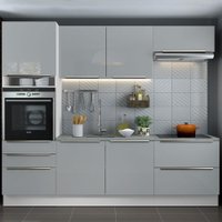 Cozinha Completa Madesa Lux com Armário e Balcão 6 Portas 5 Gavetas - Branco/Cinza