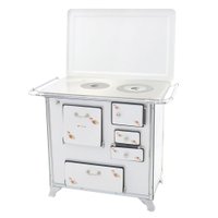 Fogão a Lenha Tradicional 02 Venâncio Gabinete com Tampa Branco Florido 2geftbr