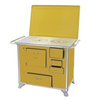 Fogão a Lenha Tradicional 02 Venâncio Gabinete com Tampa Amarelo 2getam