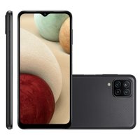 Celular Samsung Galaxy A12 Branco 64GB Tela 6.5 4GB RAM Camera 48MP 5MP 2MP 2MP Preto