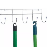 Suporte De Parede  Multiuso Vassouras Utensílios Aço Cromado