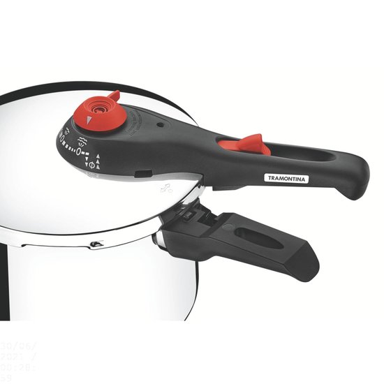 Panela de Pressão Tramontina Solar em Aço Inox Fundo Triplo com 5 Dispositivos de Segurança 22 cm 6 L Tramontina