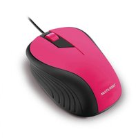 Mouse Emborrachado Rosa E Preto Com Fio USB - MO223