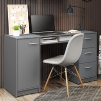Escrivaninha Mesa para Computador Madesa Alaska 3 Gavetas 1 Porta - Cinza