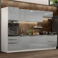 Cozinha Completa Madesa Lux 320004 com Armário e Balcão - Branco/Cinza