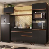 Armário de Cozinha Completa Madesa Reims 260001 com Balcão e Tampo - Preto/Rustic