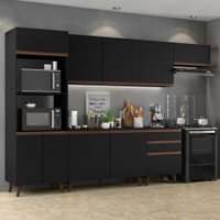 Armário de Cozinha Completa Madesa Reims 320001 com Balcão e Tampo - Preto