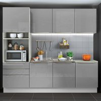 Cozinha Completa Madesa Lux com Armário e Balcão 7 Portas 3 Gavetas - Branco/Cinza