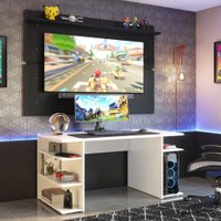 Mesa para Computador Gamer e Painel TV Madesa - Branco/Preto