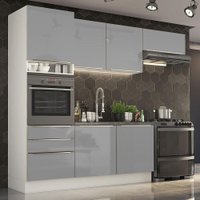 Cozinha Completa Madesa Lux com Armário e Balcão 6 Portas 3 Gavetas - Branco/Cinza