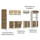 Armário de Cozinha Completa Madesa Smart 100% MDF 300 cm com Balcão e Tampo - Branco/Rustic