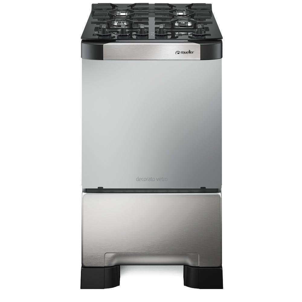 Fogão 4 Bocas Mueller Decorato Vetro G3 Inox Mesa em Vidro - Bivolt - 601230051